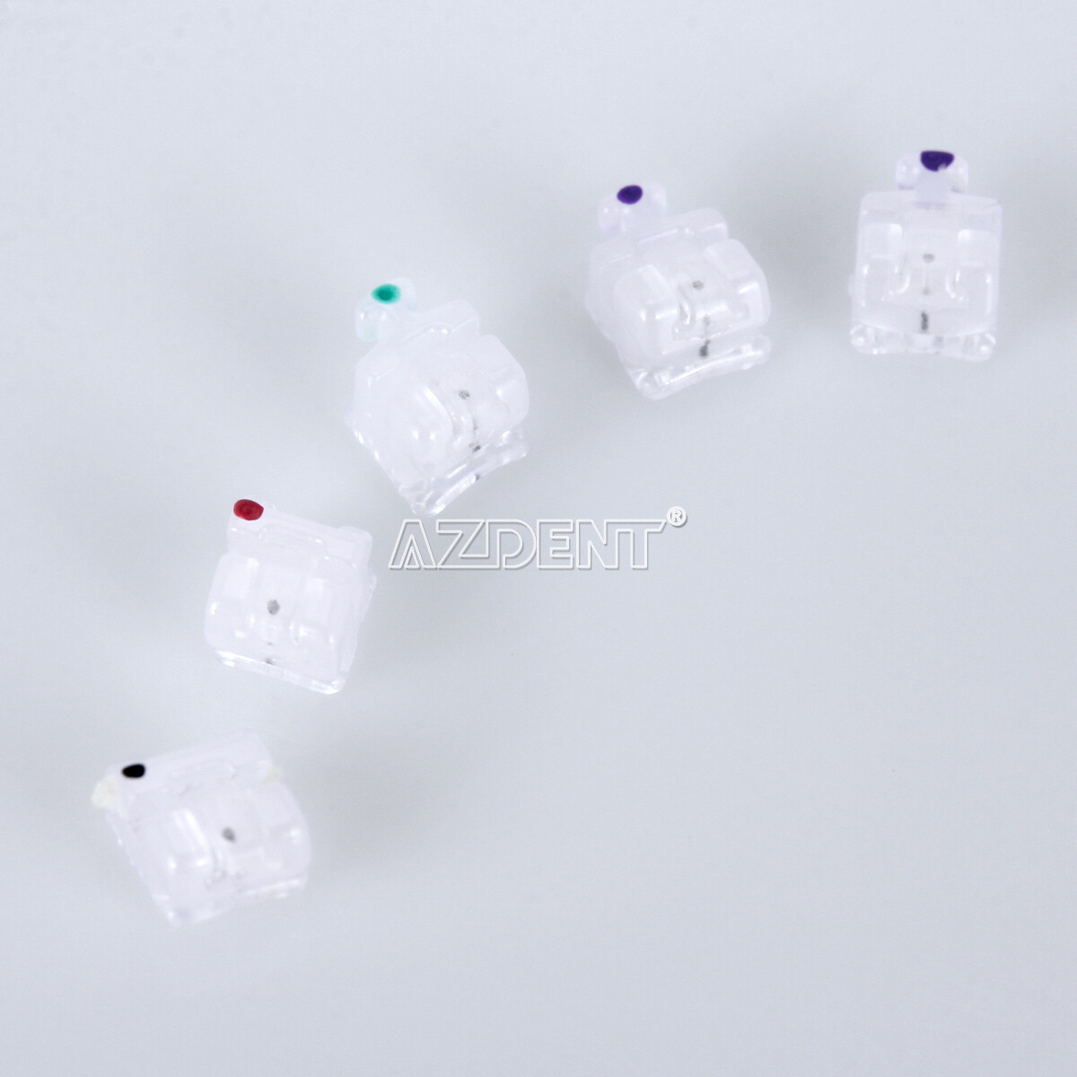 AZDENT Dental Self-ligating Ceramic Brackets Braces Roth/ MBT 0.022 Hooks 3,4,5