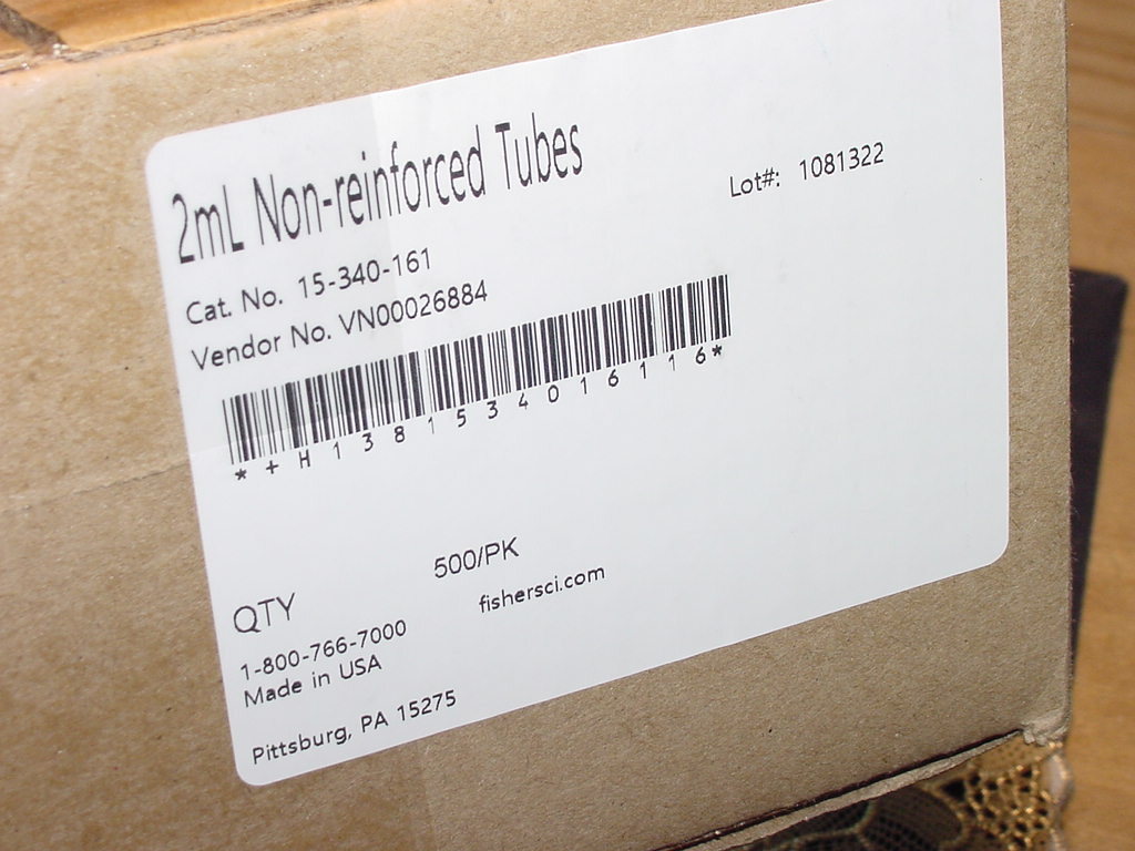 Box of 500, Fisher Scientific 15-340-161, Centrifuge Tubes with Screw Caps NEW!
