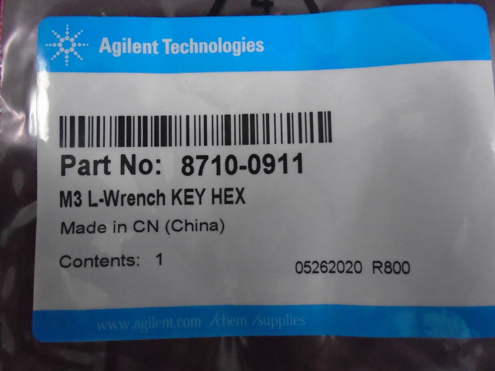 AGILENT M3 L-Wrench Hex Key Repair Part 8710-0911 1/Pk