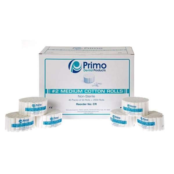 Primo Cotton Rolls #2 Medium 1.5″ x 3/8″ 2000/Bx 40 Packs
