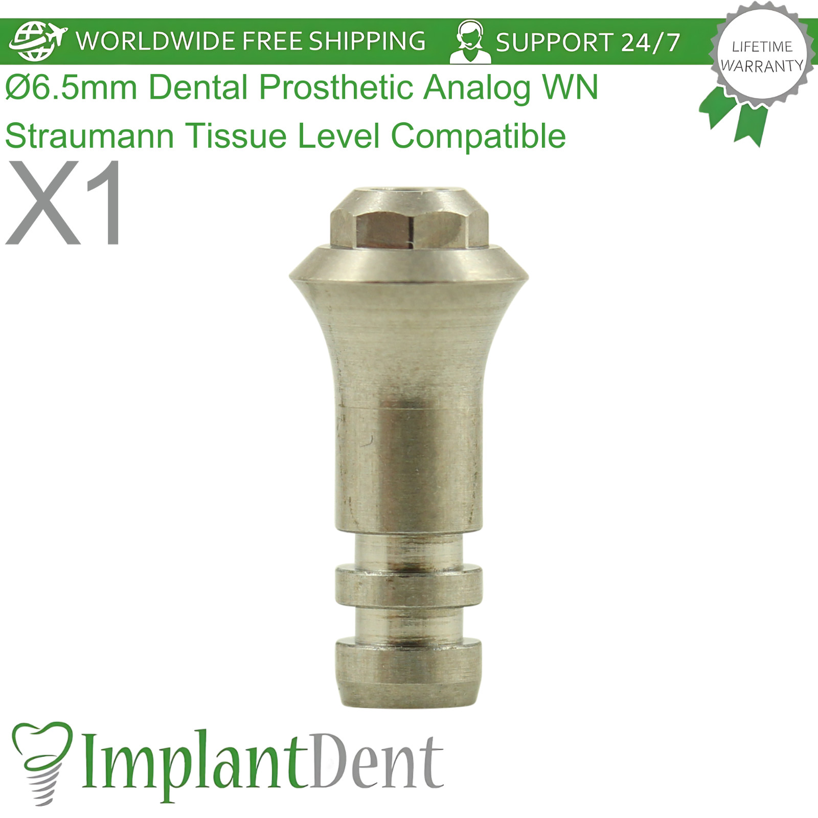 Ø6.5mm Dental Prosthetic Analog WN Straumann Tissue Level Compatible Replica
