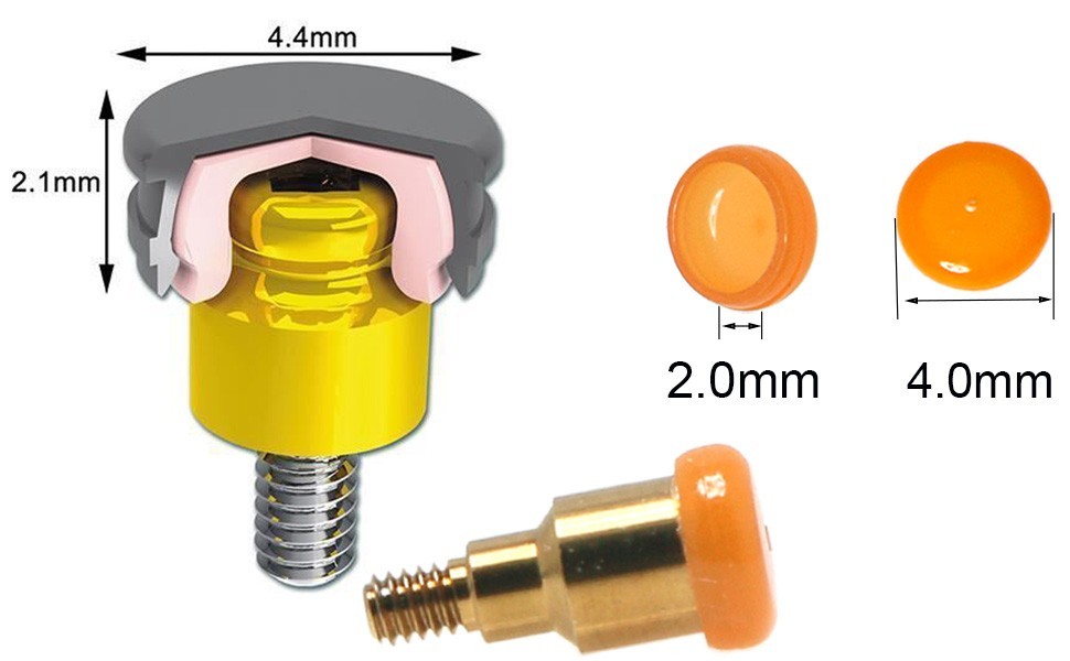 US Dental Male Cap Inserts Compatible Locator Abutment/Ø4.5mm Metal housing Cap