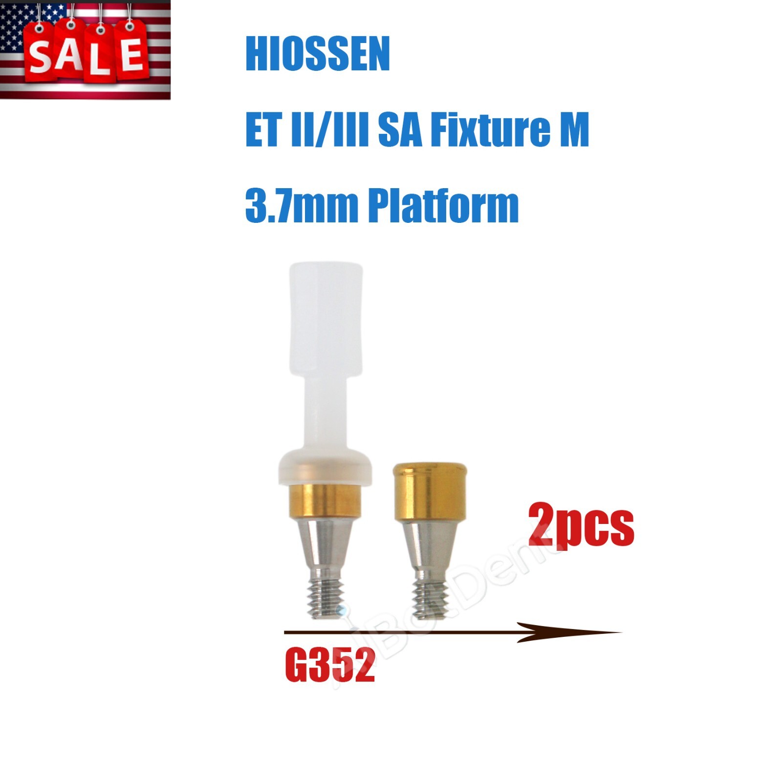 US Dental Hiossen ET I/II Mini Implant Abutment Set 1-6mm, PEEK Caps 1-5PCS Kit