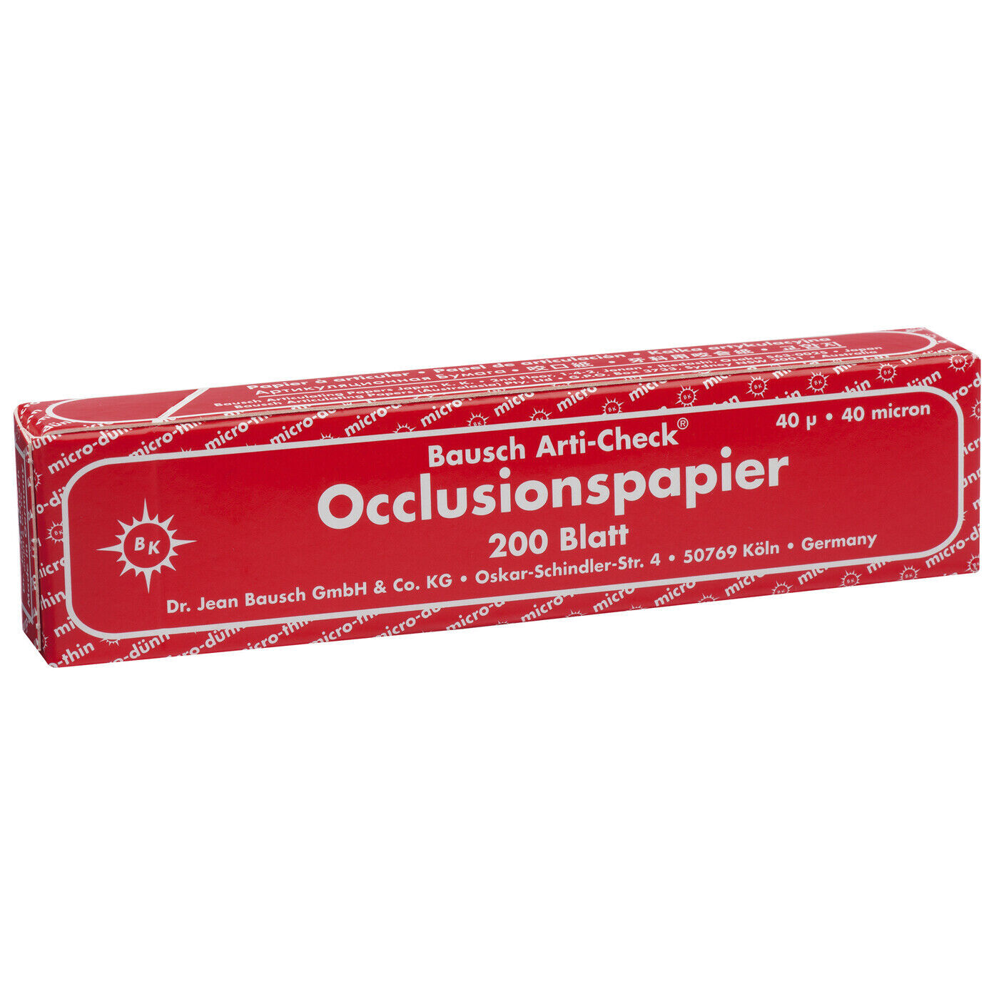 Bausch Arti-Check Occlusion 40µ Micro Thin Articulating Paper Strips 200 pieces
