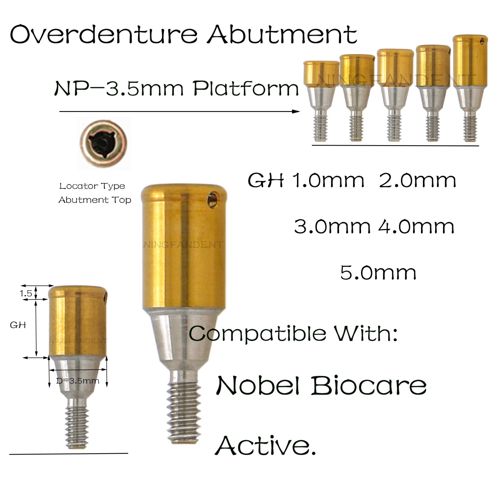 For Nobel active Implant Locator Abutment Screw 3.5mm NP