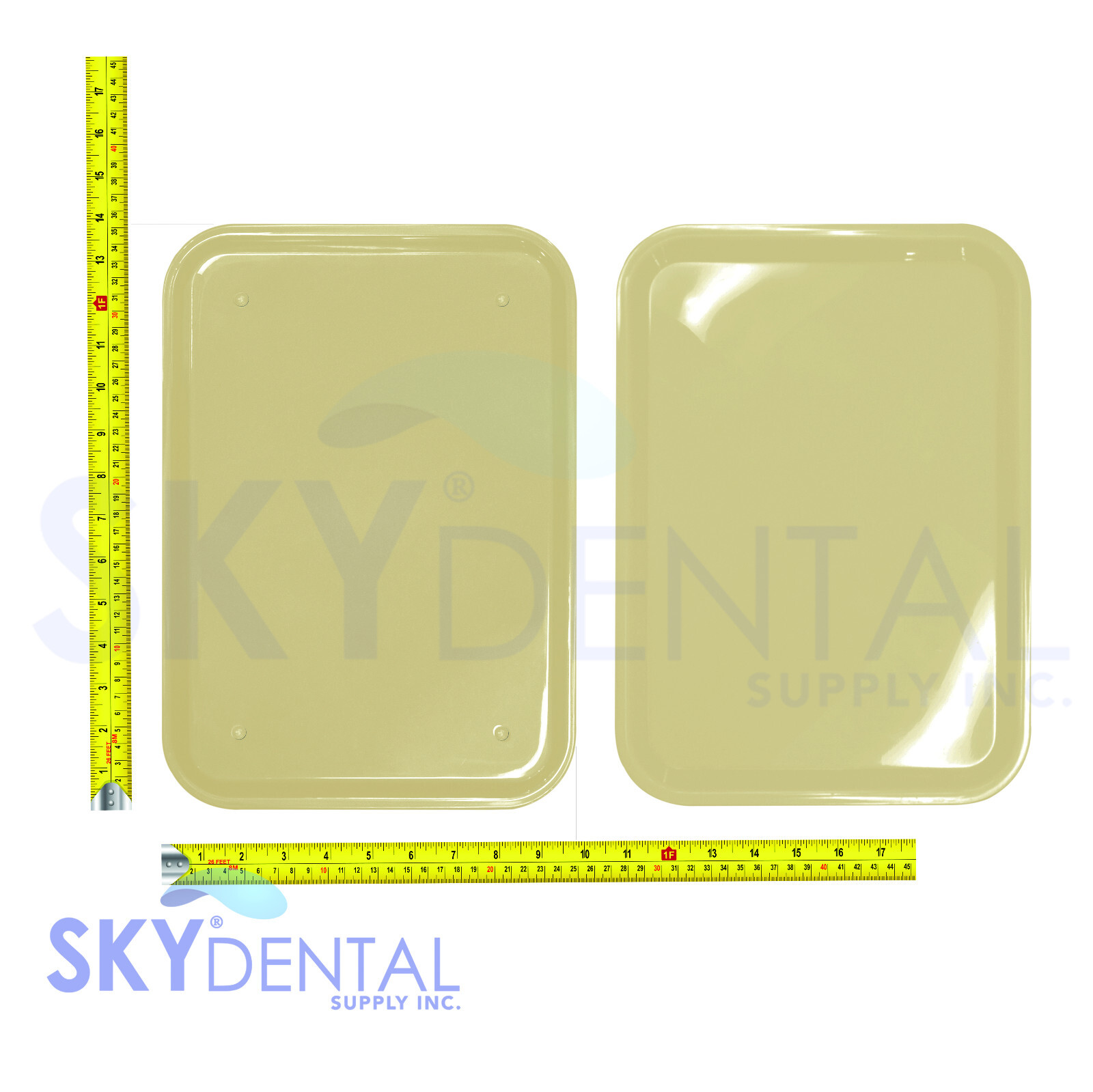 Dental Tray Autoclaving Plastic Instrument Flat Trays Size B Beige 13.25″ x9.75″