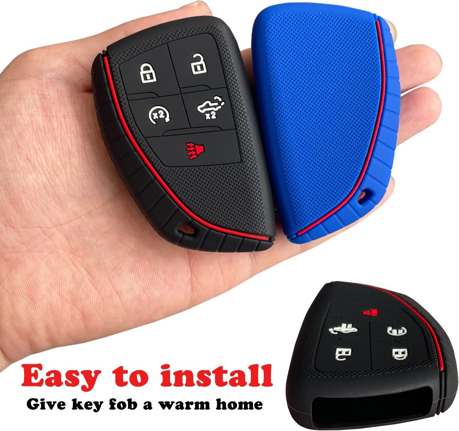 TANDRIVE Key Fob Cover for 2022-2025 2026 Chevy Silverado 1500 GMC Sierra 1500,