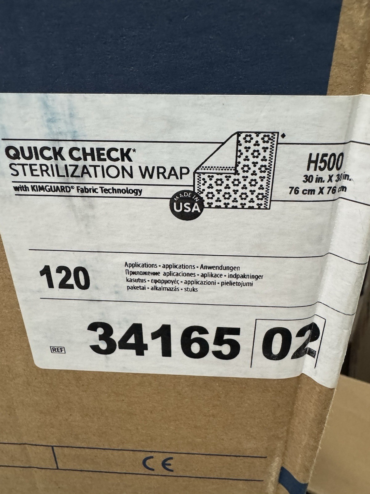 Halyard H500 Sterilization Wrap 30”x30” Case of 120 Quick Check Blue