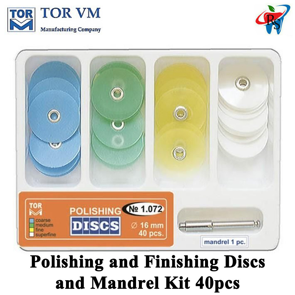 40pcs Dental TOR VM Polishing and Finishing Discs and Mandrel Kit Ø16mm Set