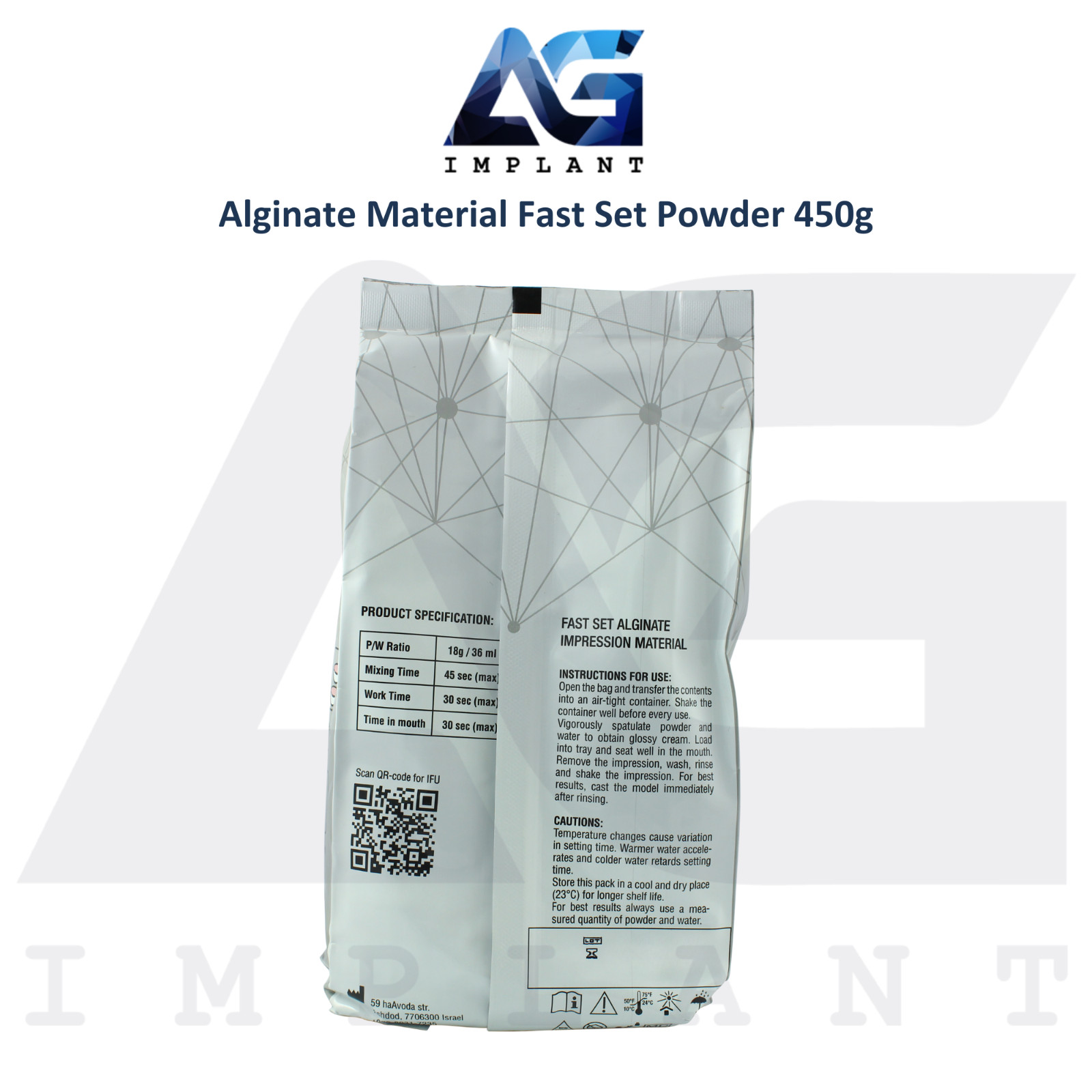 Alginate Material Fast Set Powder 450g Dust Free Dental Impression Molds