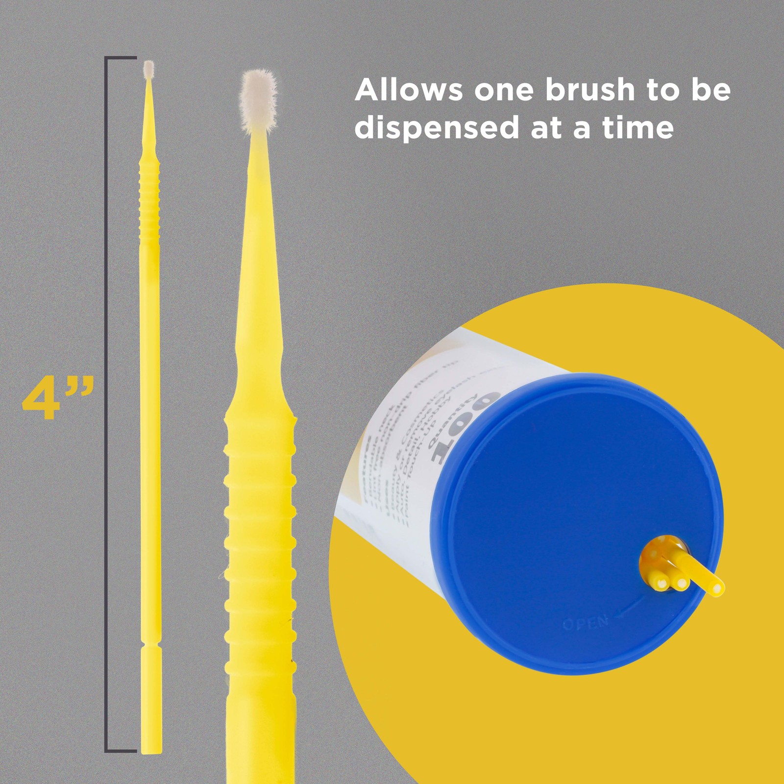 Paint Touch Up Micro Brushes, 100 Fine 1.5 mm Tip Brush Applicators, Auto Detail