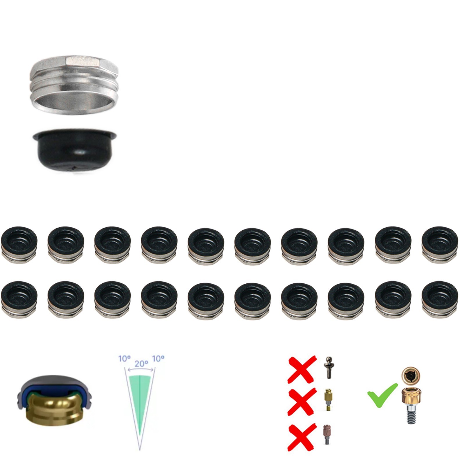 US Dental Locator Replacement Metal Housing &Lab Processing cap Inserts Assembly