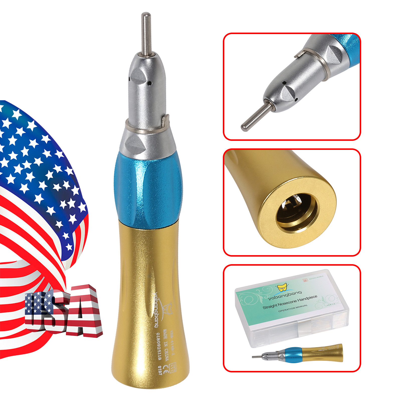 Dental Hygiene Prophy Handpiece Contra Angle/ 4Hole Air Motor /Prophy Nosecone A