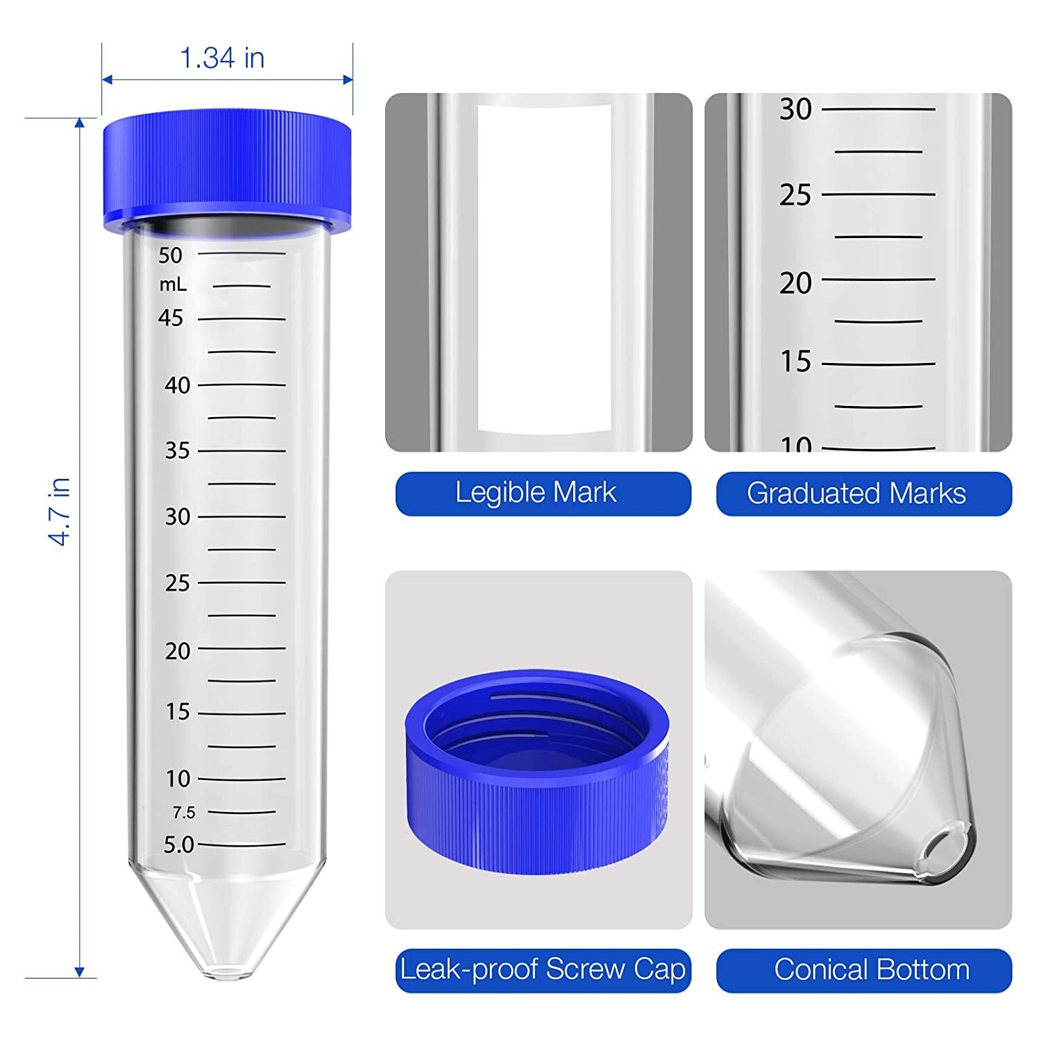 100PCS PES Syringe Filters 0.22μm 13mm/25mm/33mm + 50mL Conical Centrifuge Tubes
