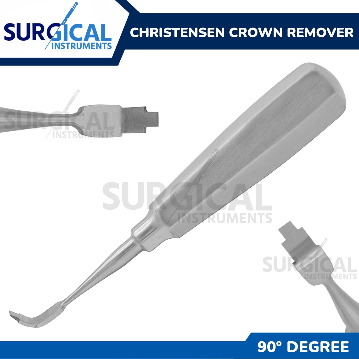 Christensen Crown Remover, 90 Degree Angled Hexagon Hdl. CRCH2 Dental Elevator