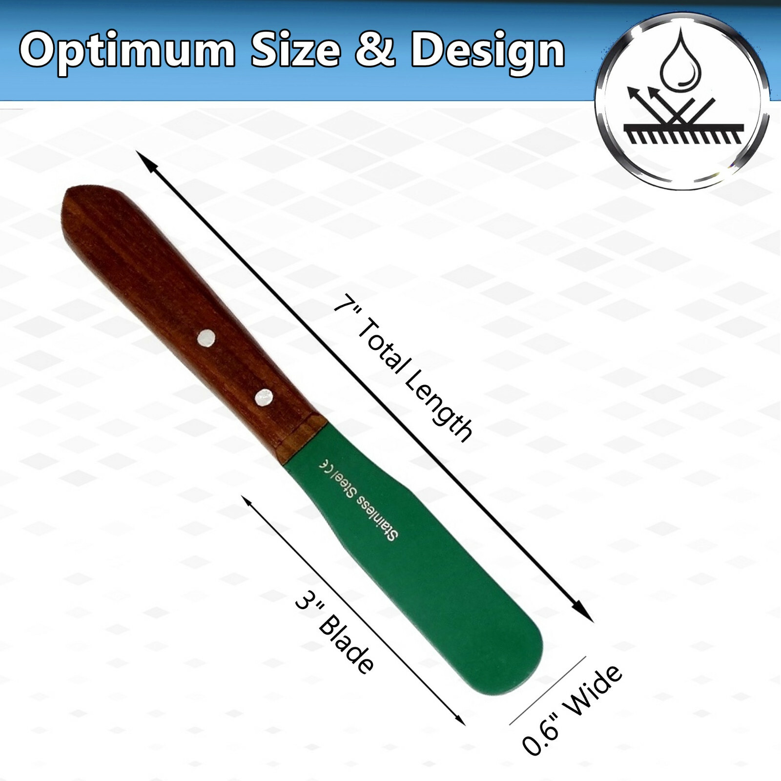 PTFE Coated Lab Spatula Ergonomic Handle Non-stick Blades 3”, Laboratory Tools