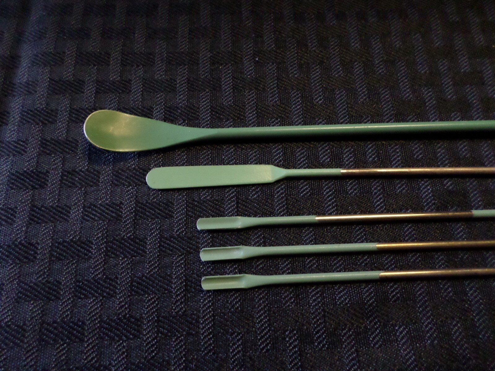 Laboratory Stainless Steel Coated Double Ended Spatula Set in Green 5/Pcs