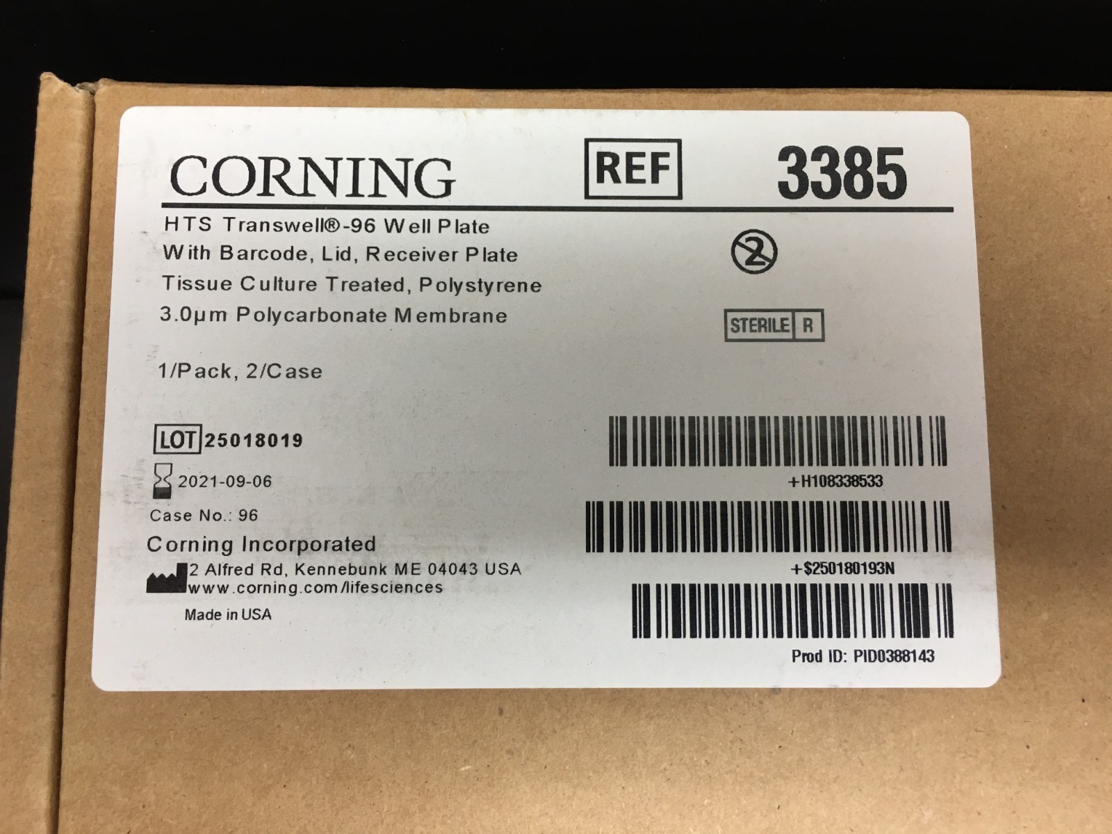 Corning REF 3385 HTS Transwell 96 Permeable Support With 3.0µm Pore Lot 2 PKS