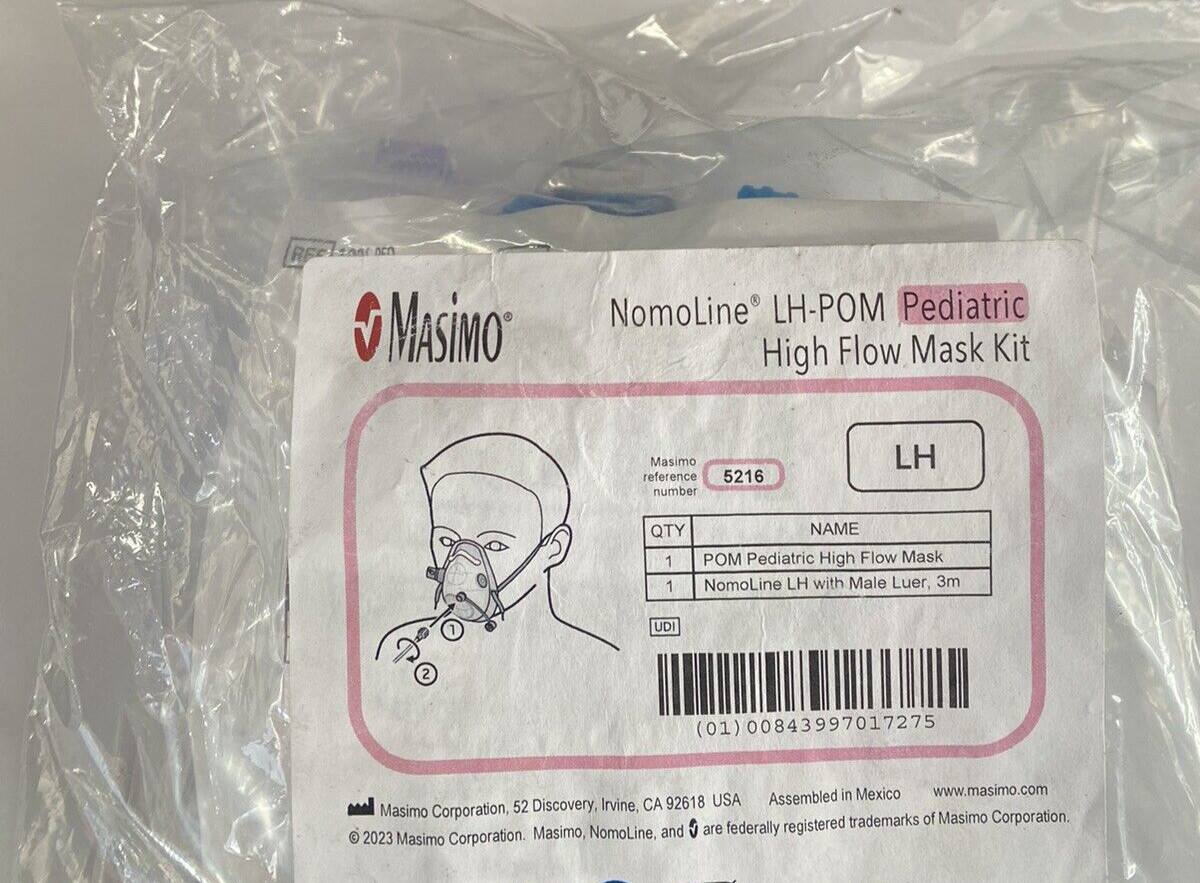 Masimo NomoLine LH-POM Pediatric High flow mask kit REF 5216 EXP 10-1-25