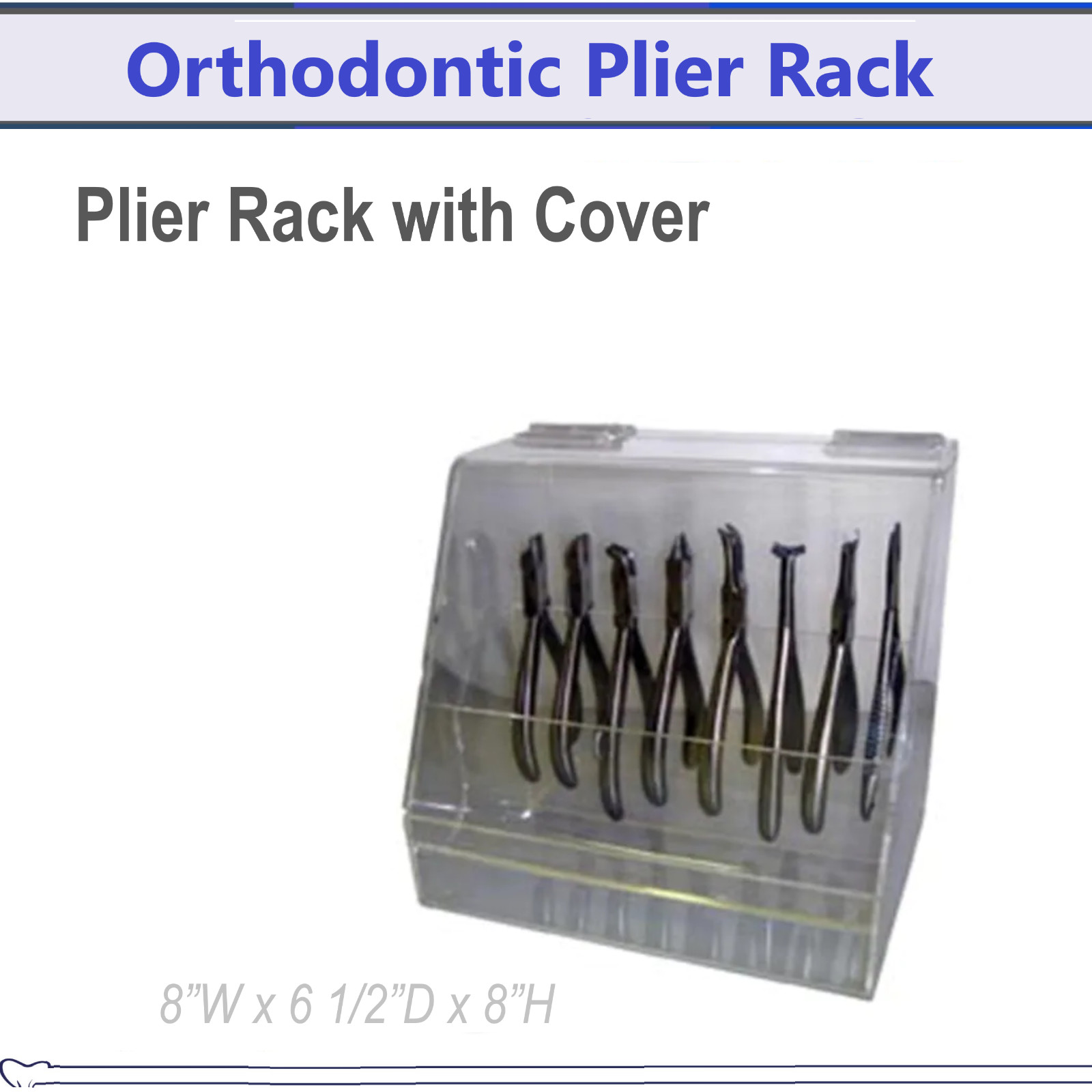 Dental Instrument Plier Organizer, Upright Ortho Plier Rack with Cover, Clear