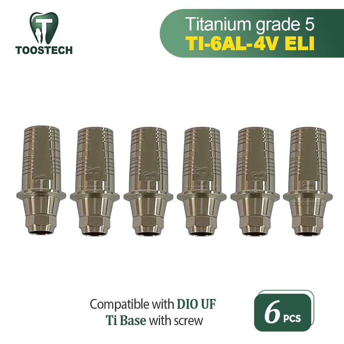 6pcs Ti base Tianium base CAD CAM ti-base compatible with DIO UF D4.5mm