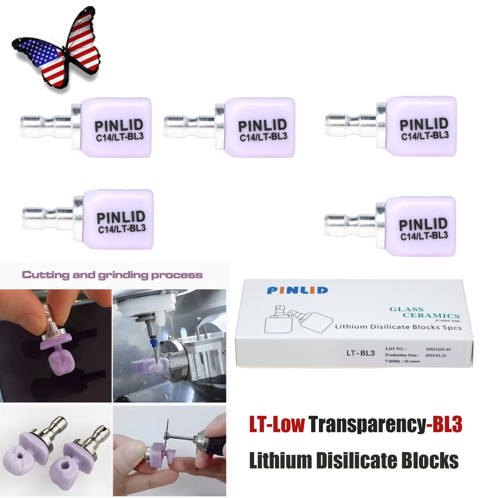 US C14 Dental Glass Ceramic Blocks LT Lithium Disilicate CAD/CAM Cerec Block