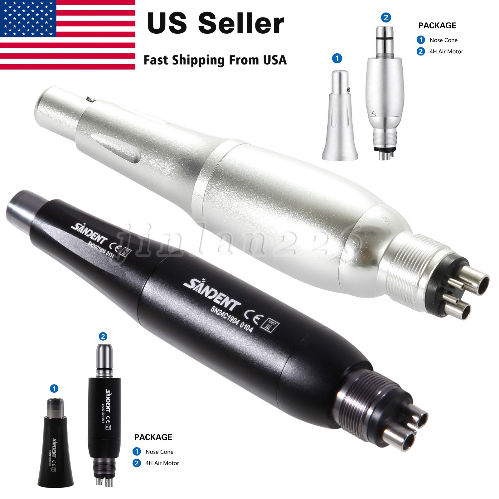 Dental Hygiene Prophy Handpiece Air Motor 4:1 Straight Nose Cone 360° Swivel USA