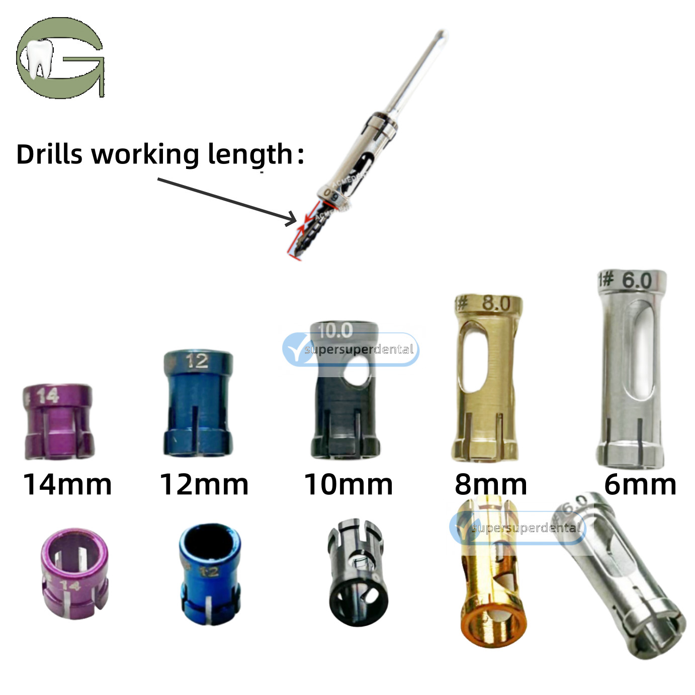 Dental Guide Stopper Sleeve Guided Drill Safety Depth Stop Drills Fits DEN L/M/S