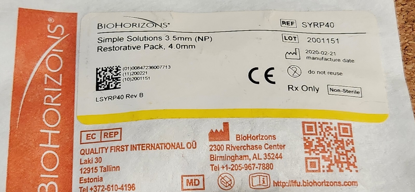 Biohorizons Simple Solutions 3.5mm NP Restorative Pack 4.0mm ORIGINAL