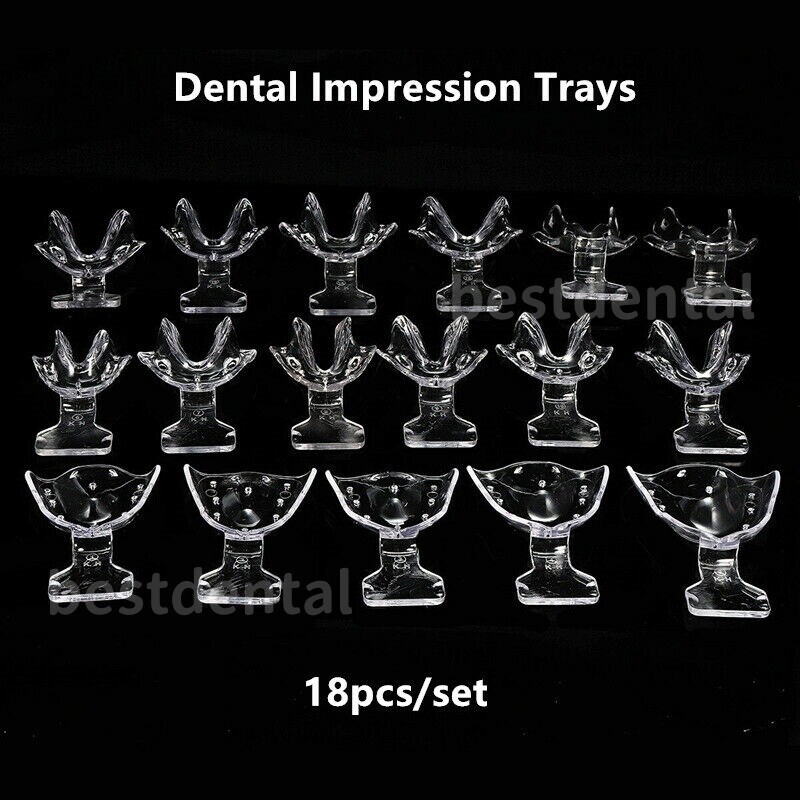 18pcs/set Dental Impression Trays Frame Cut Back Edentulous Jaw Sterilize 135℃