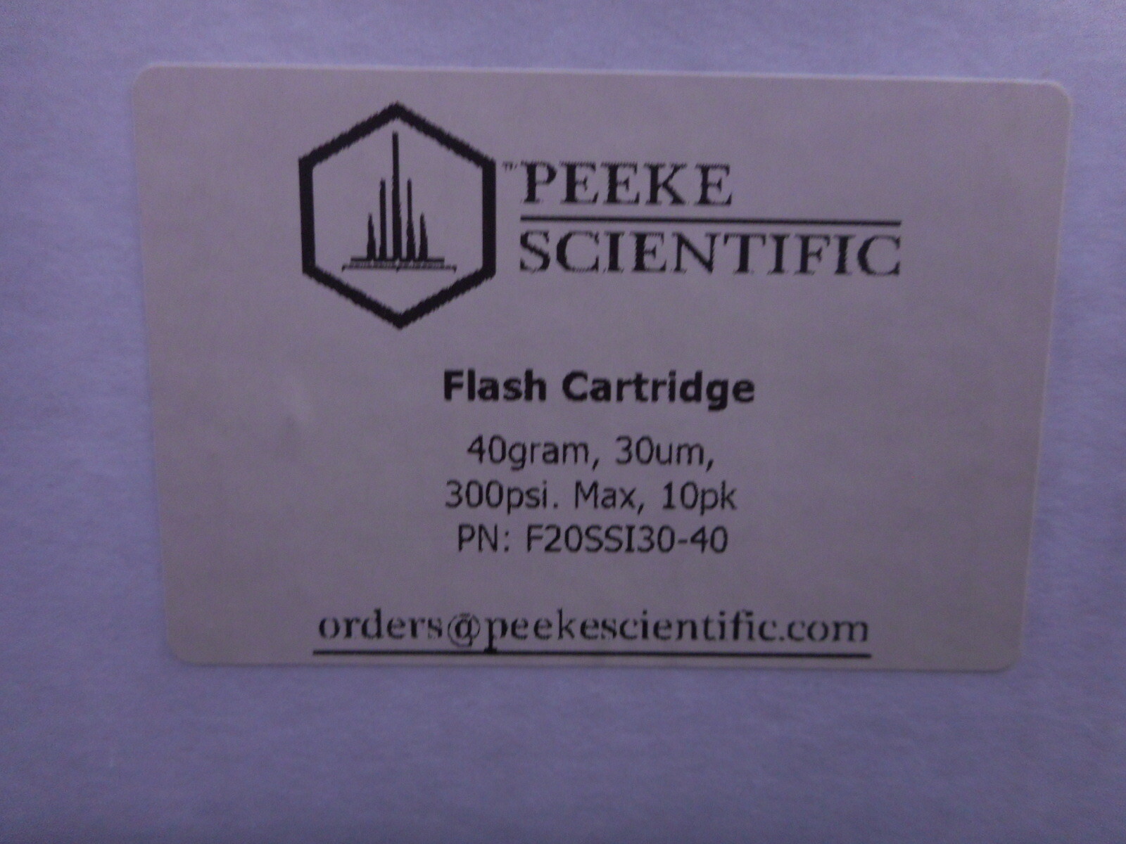 PEEKE SCIENTIFIC 30um Flash Chromatography Cartridge 40 Gram F20SSI30-40 10/Pack