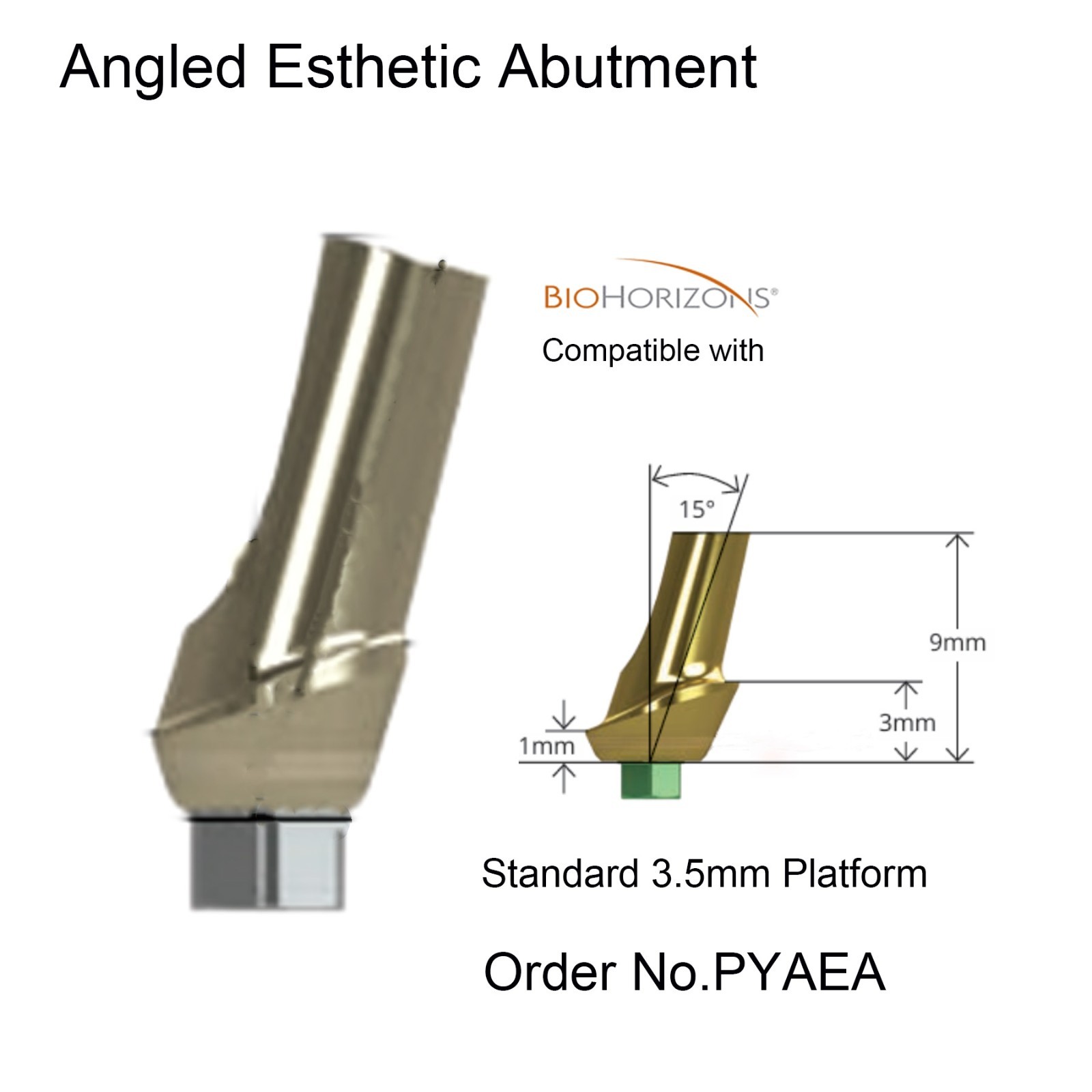 Dental Straight/Angled Esthetic Abutment Fits BioHorizons 3.0/3.5/4.5/5.7mm Plat