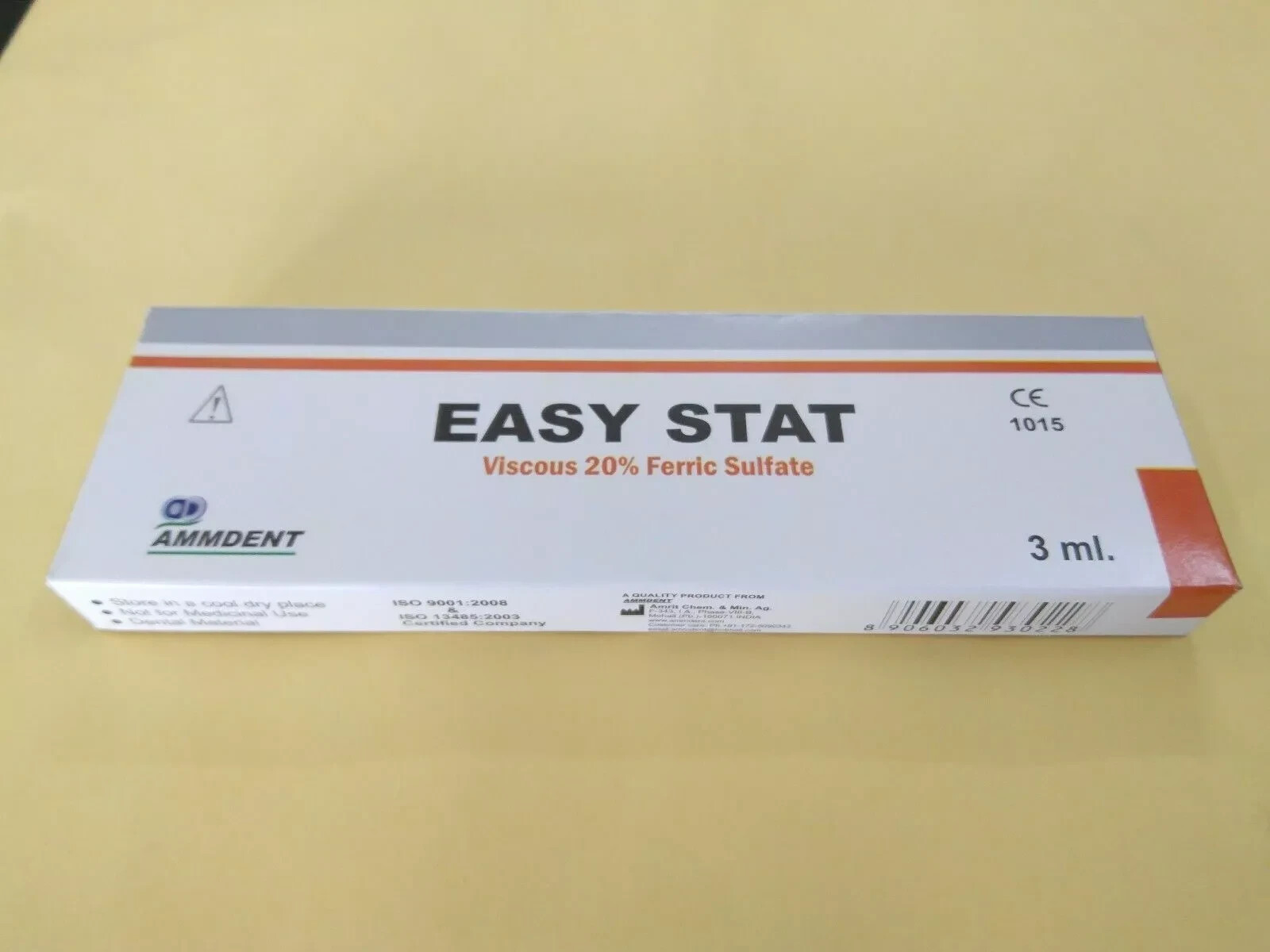 Ammdent Easy Stat Hemostat Viscous 20% Ferric Sulfate Hemostatic Gel Tube of 3mL
