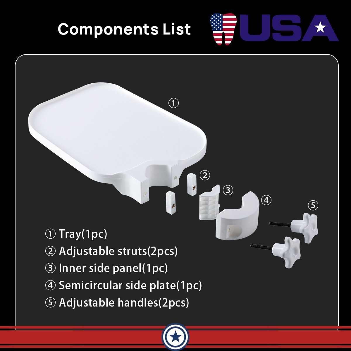 Dental Plastic Post Mounted Tray Table Chair Accessories Adjustable