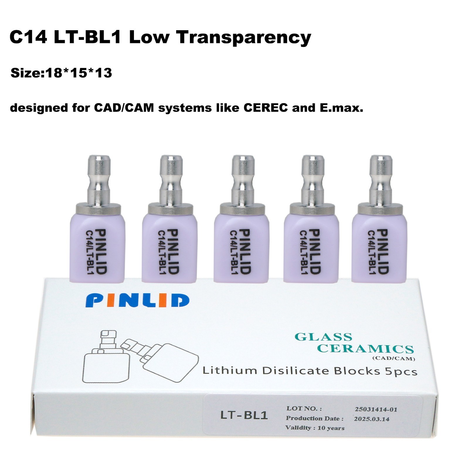 US C14 Glass Ceramic Block HT/LT Lithium Disilicate CAD/CAM Cerec Block 5Pcs/Box