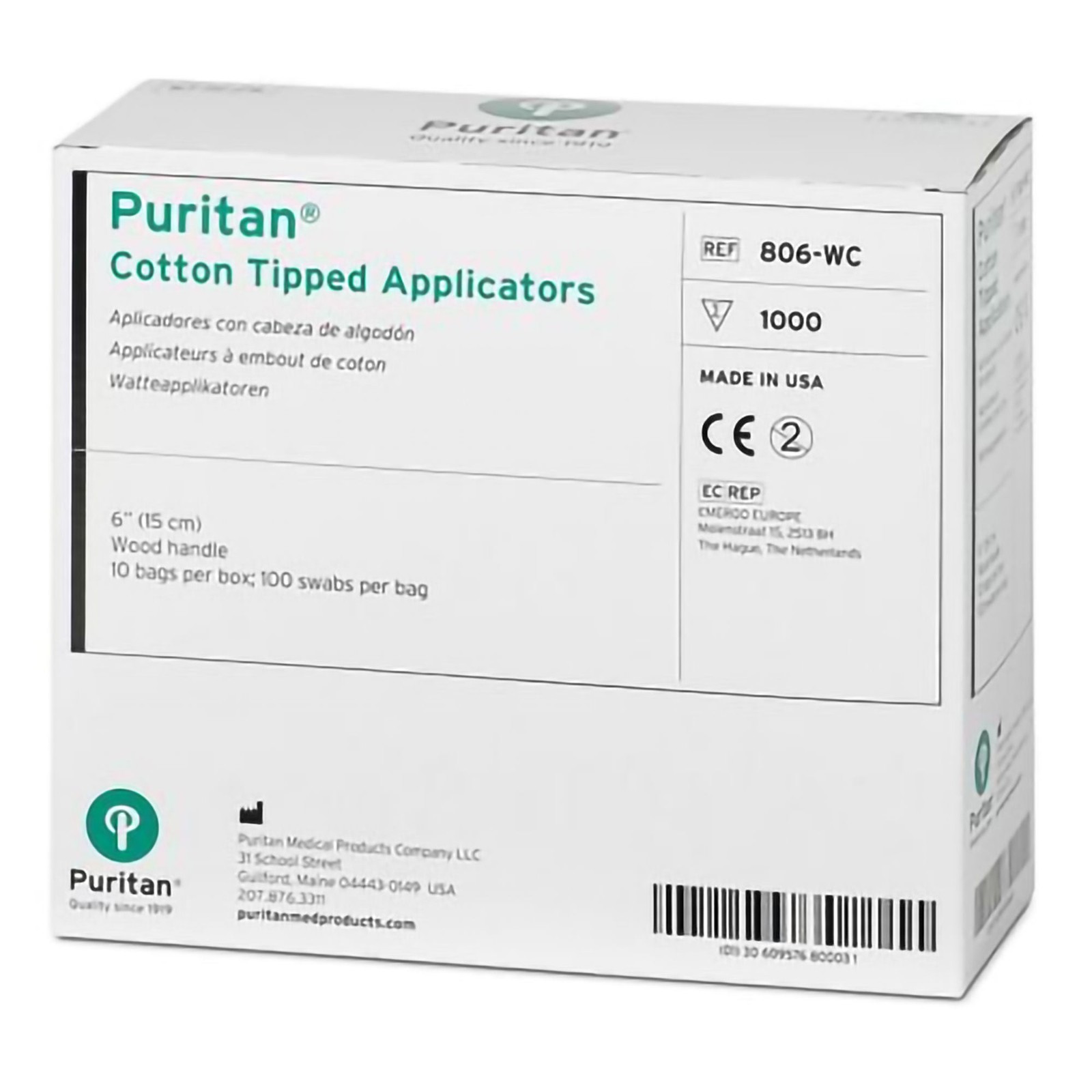 Puritan Swabstick NonSterile 6 Inch Length 806-WC 10 Box(s) 1000 /Box