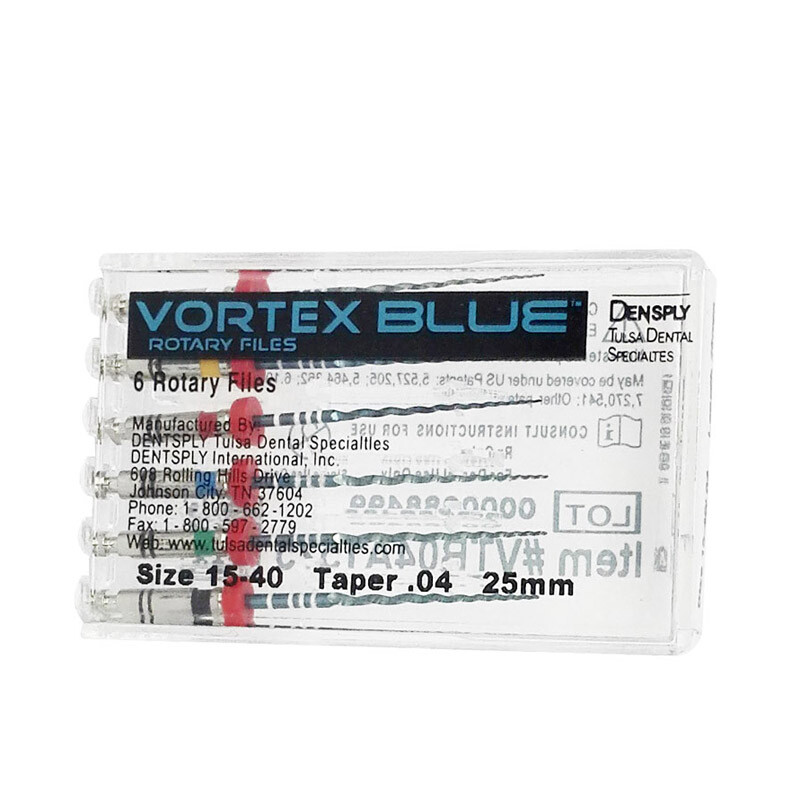 Dentsply Tulsa Dental Vortex Blue 21mm .04 Taper rotary files 6/pk all sizes
