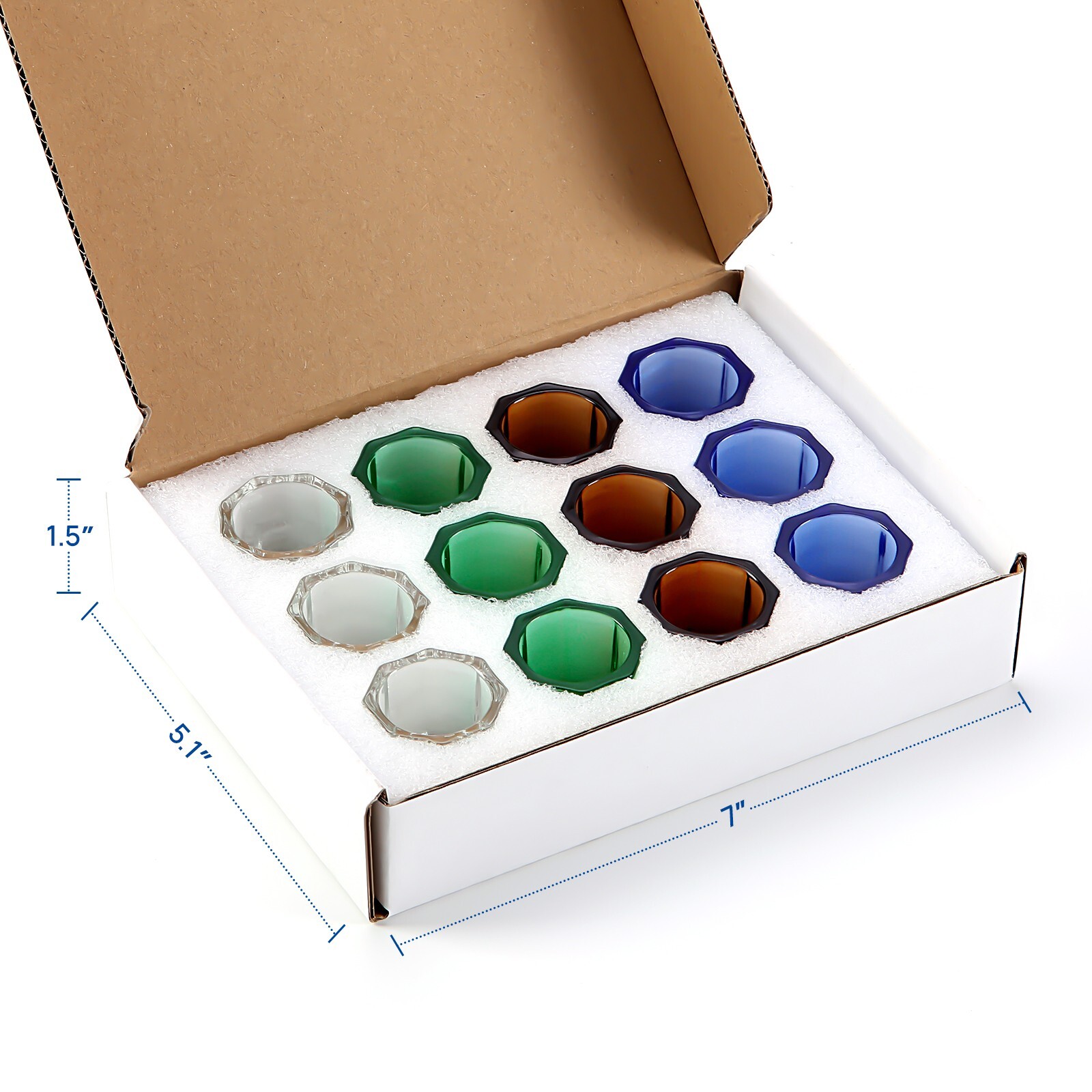 12PCS JMU Dental Glass Dappen Dishes Acrylic Crystal Cups Nails Assorted Colors