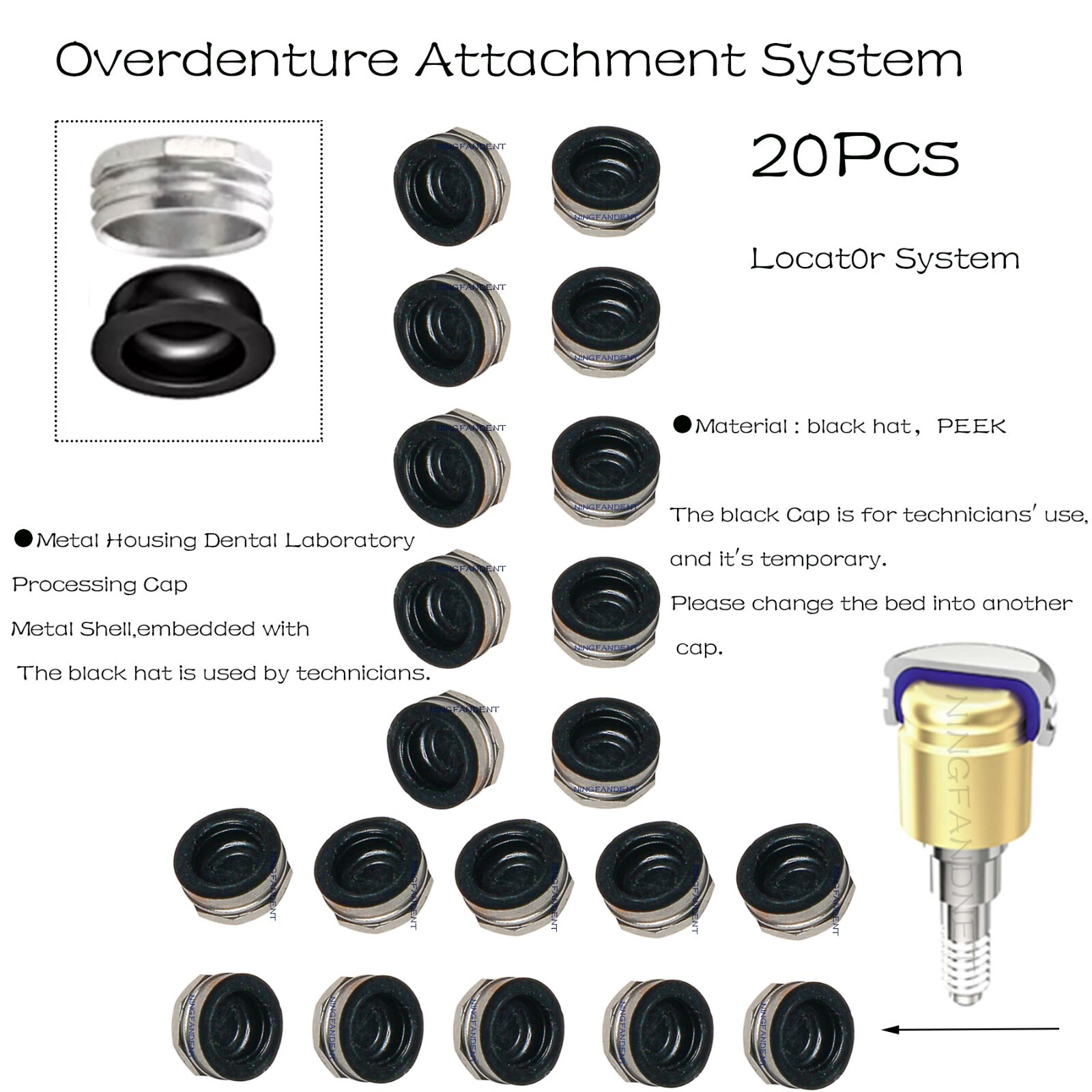 Zimmer Adin Mis Bego Locator Abutments For 1-5.0mm,Dental Wrench screw driver