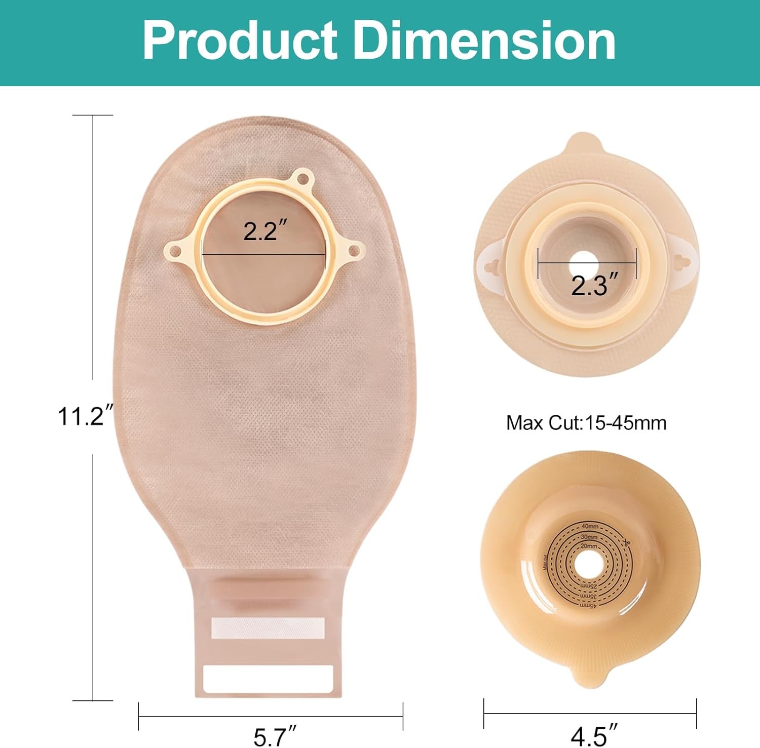 Colostomy Bags, 20 PCS Ostomy Supplies Two Piece Drainable Convex Bag…