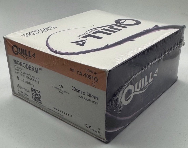 Quill Barbed Suture Corza Medical YA-1051Q Monoderm Size 0 KS Needle 30cmx30cm