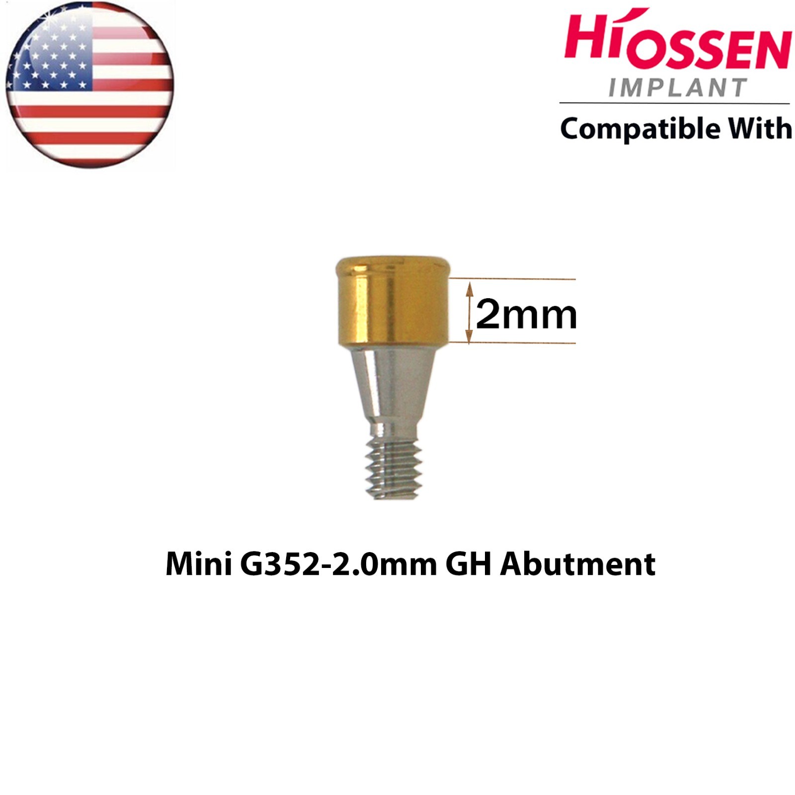 US Fit HIOSSEN Mini Dental Overdenture Locator Abutment 1-6mm GH & Male Caps Kit