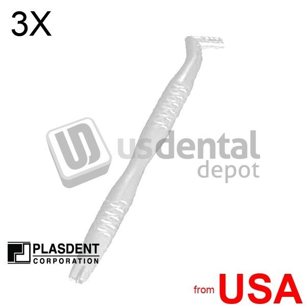 3X LOT of PLASDENT Universal Brush Handle-#8404HND-1-Color: WHITE-Ea 001-8404HND