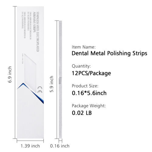 12Pc Stainless Steel Metal Dental Polishing Strips – Multiple Sizes & Quantities