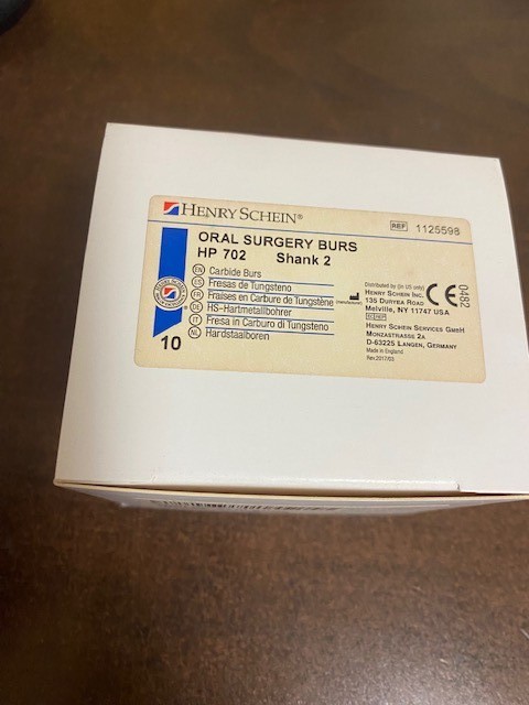Dental Oral Surgery Burs HP 702 shank 2 Made in England