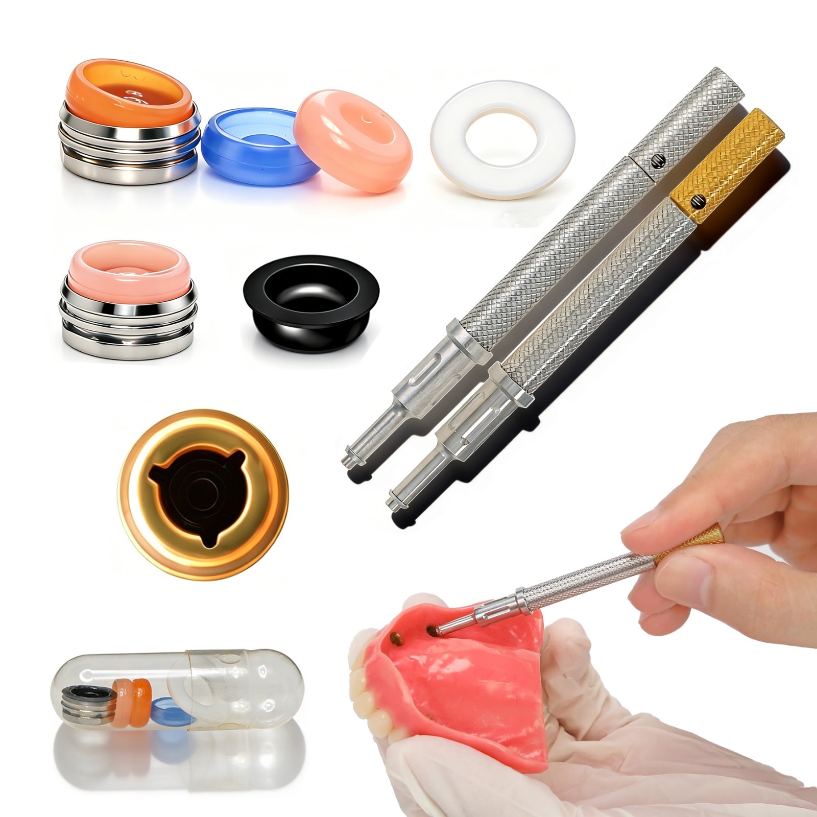 US Dental Zest Locator Retention Caps 0.8/1.2/2.4lbs & Core Tool Kit Overdenture
