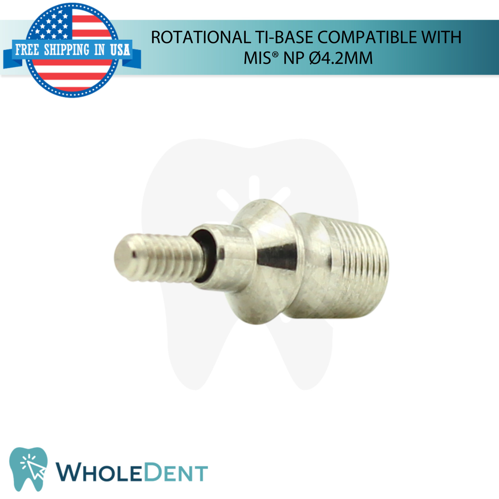 5x Dental Rotational Ti-Base Ø4.2mm NP MIS® Compatible Int Hex System 2.10mm