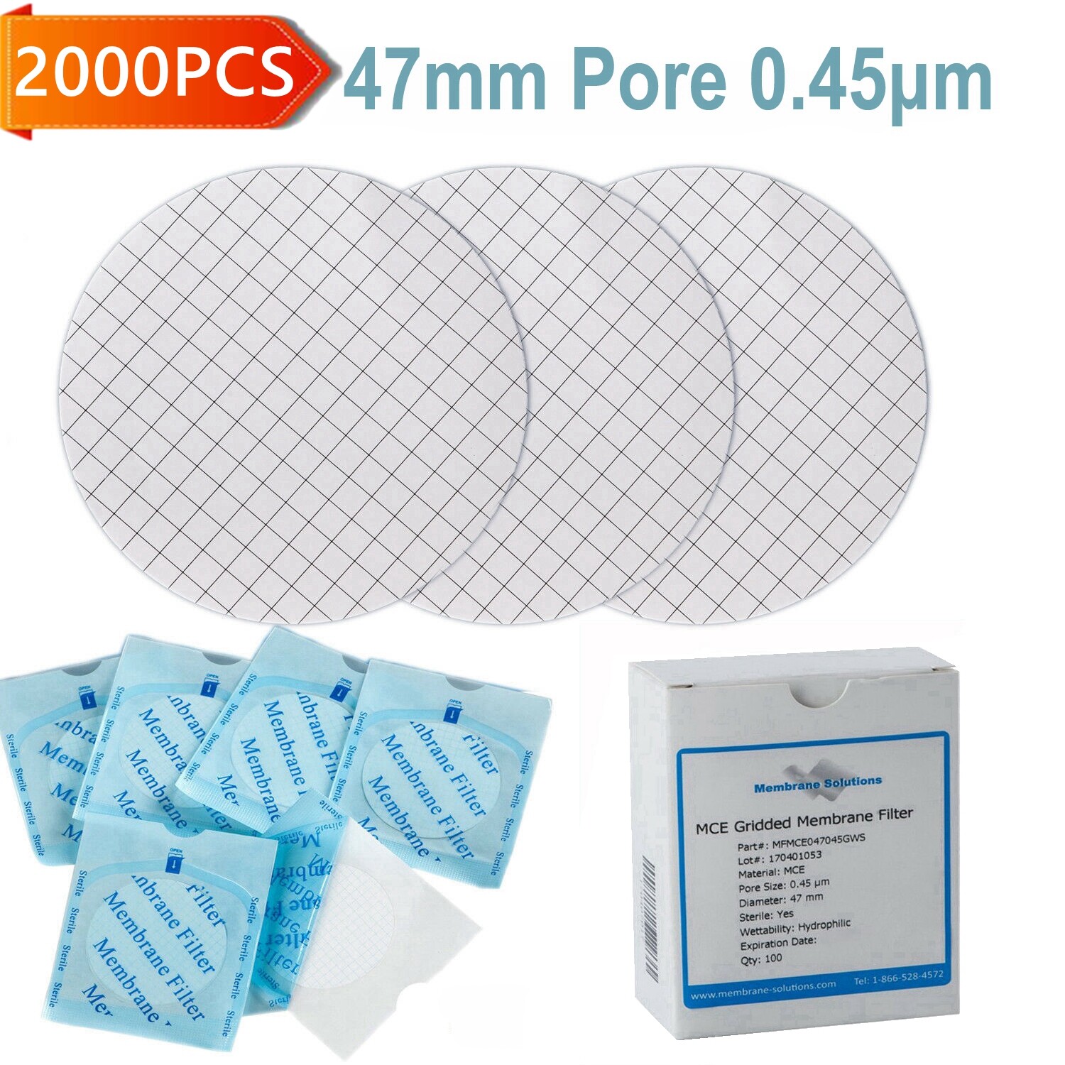 Simpure MCE Gridded Membrane Filter 47mm 0.45μm Sterile Mix Cellulose Ester
