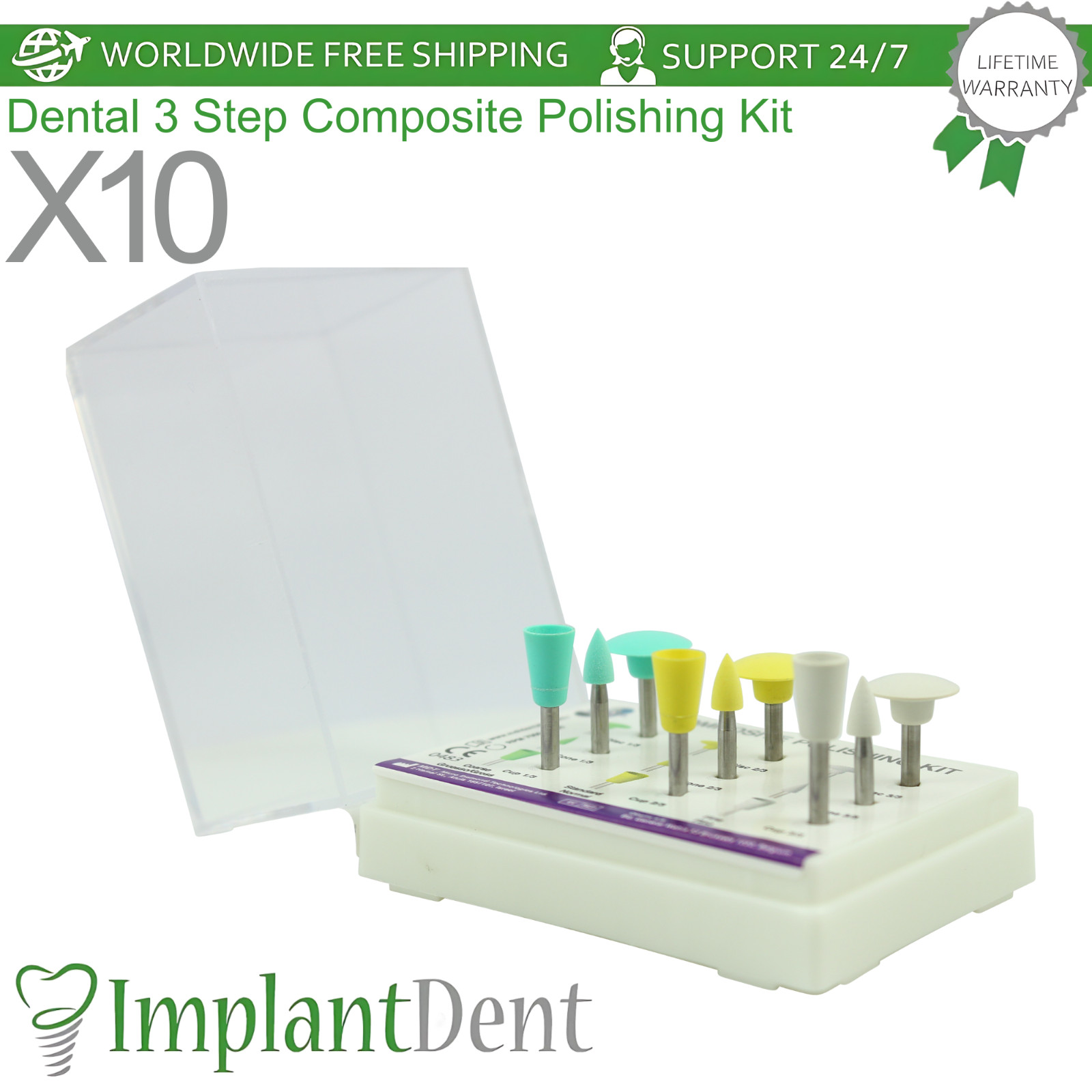 X10 Dental 3 Step Composite Polishing Kit For Refining Dentistry Restorations