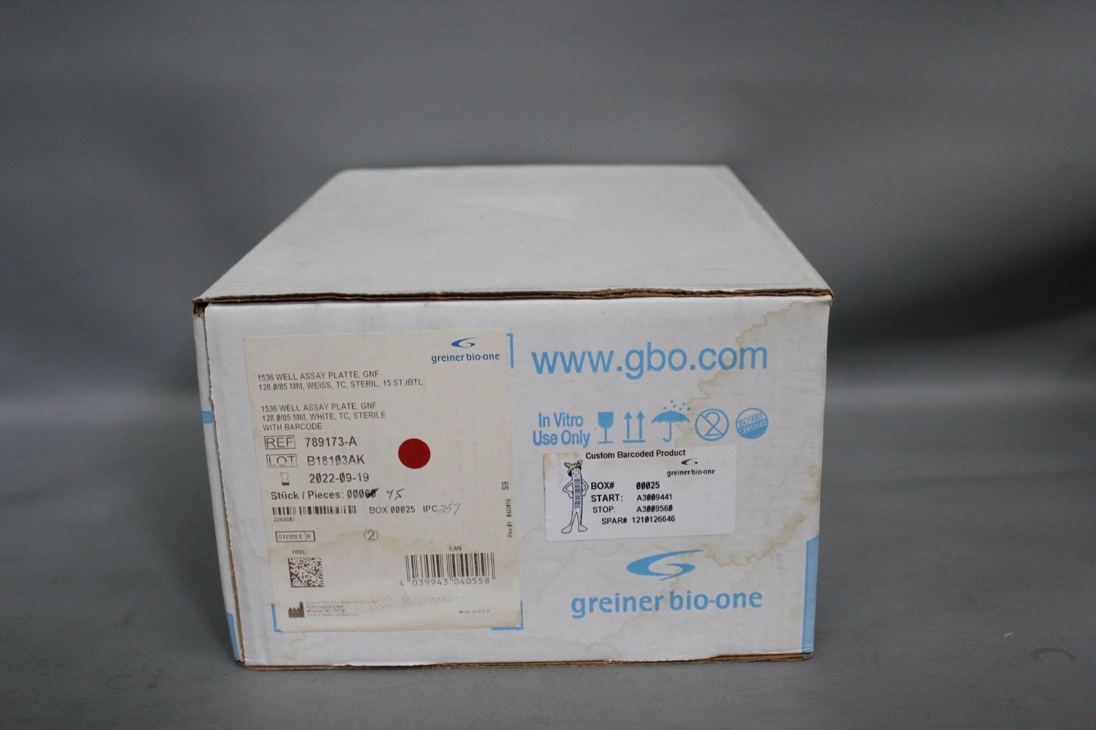 45 NEW GREINER BARCODED STERILE 1536 WELL ASSAY PLATE 789173-A EXP 2022
